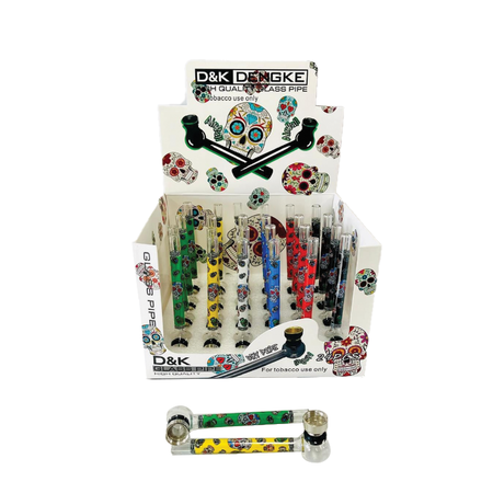 D&K Skull Design Glass Pipe 12cm SM-2692 x 24 pipes