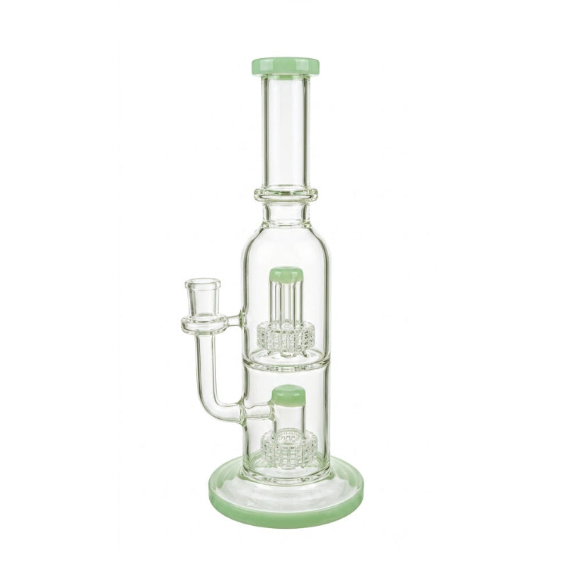 Dab Rig with Double Percolator – Clear & Mint Green