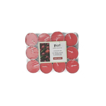 Fizz Tealight Candles Dark Cherry 12 Hour Burn Time 12 candles x 1