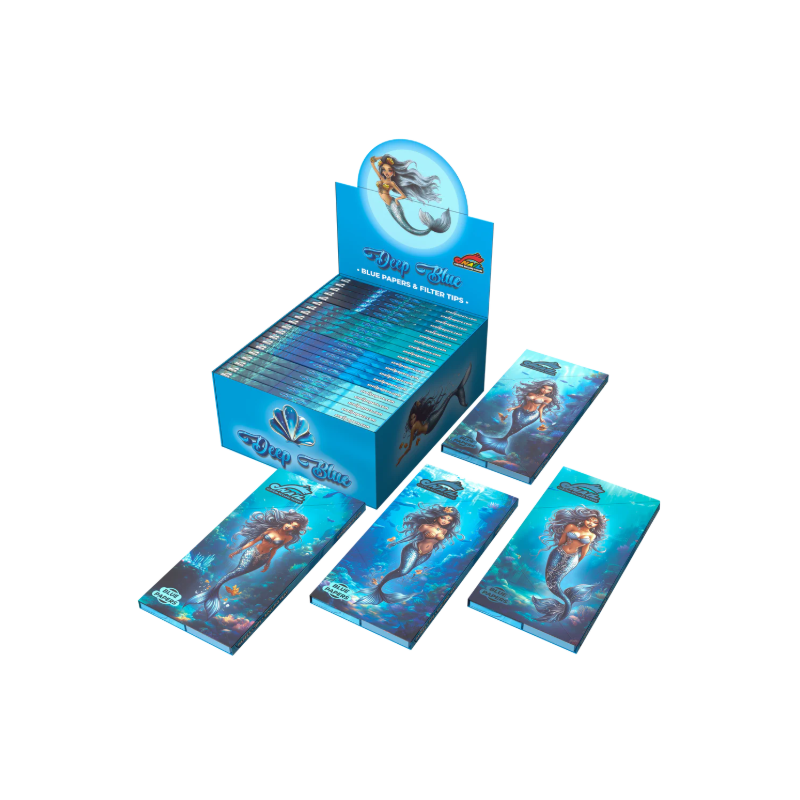 Deep Blue Kingsize Rolling Paper Rolling Tray + Tips (KSS + rolling tray)