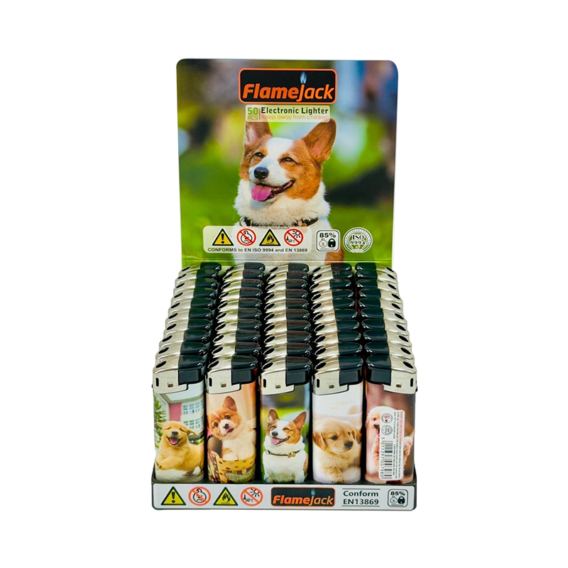 Flamejack Electronic Refillable Lighter Dog Design 50pcs SM-0798