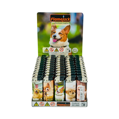 Flamejack Electronic Refillable Lighter Dog Design 50pcs SM-0798