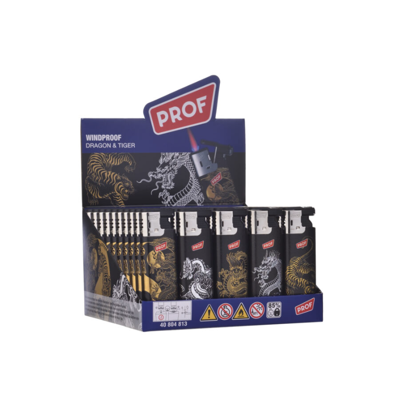 PROF 3D Effect Tiger & Dragon Slide Cap Windproof 50 pack
