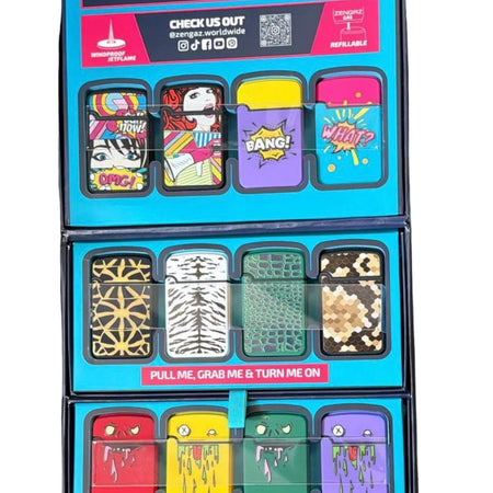 Zengaz Cube ZL-33 Jet Lighter 48 lighters - Assorted 16 lighters