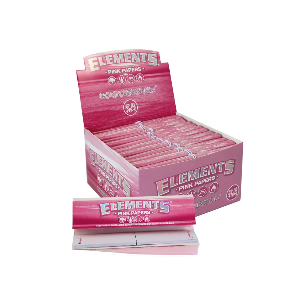 Elements Pink Connoisseur King Size Slim + Tips 24 pack