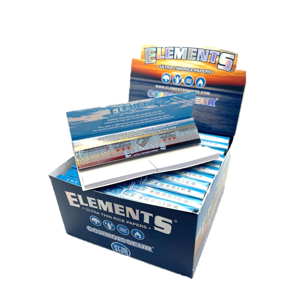 Elements Blue Connoisseur King Size Slim Rolling Paper & Tips 24 pack