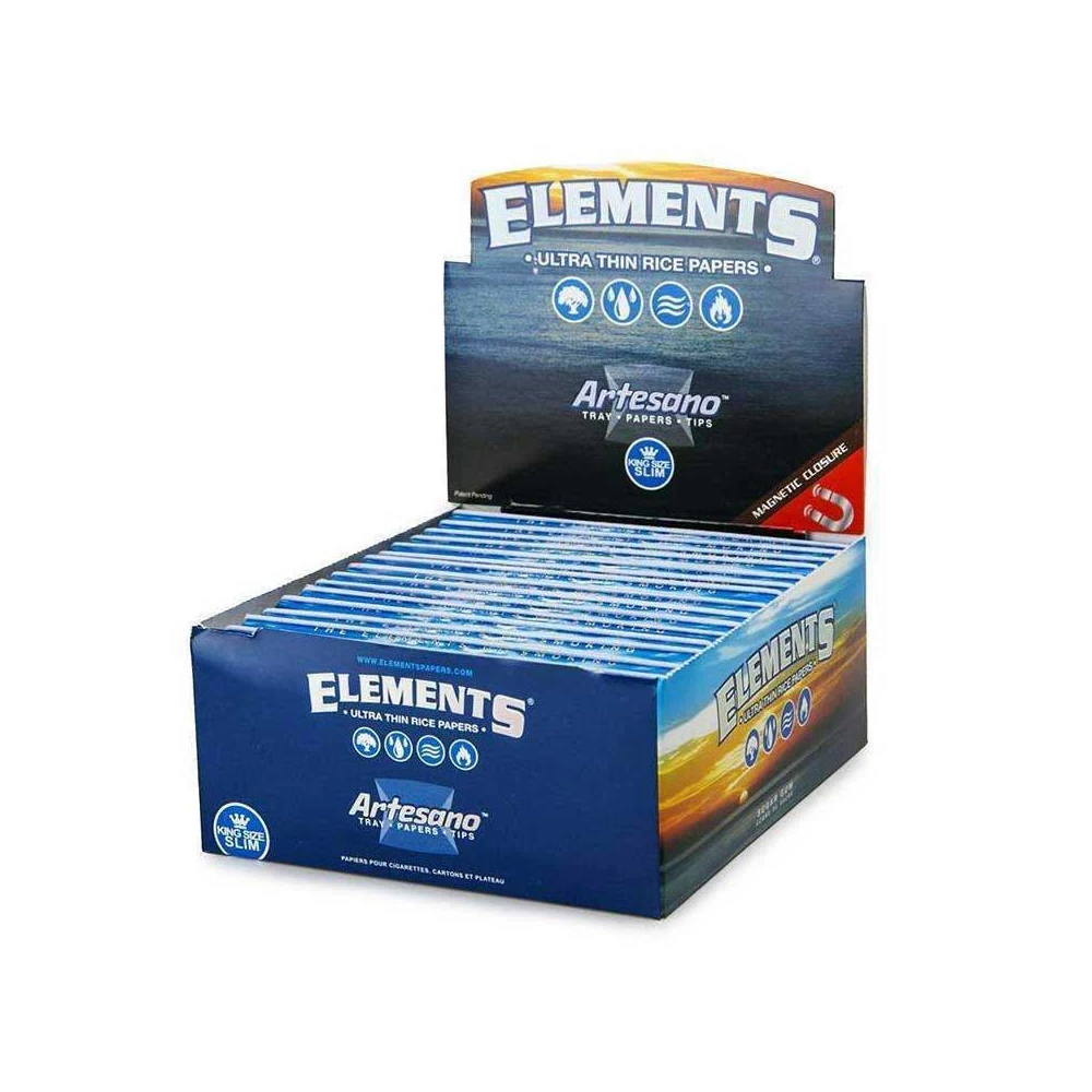 Elements Rolling Papers Artesano King Size Slim with Tips and Tray 15 pack