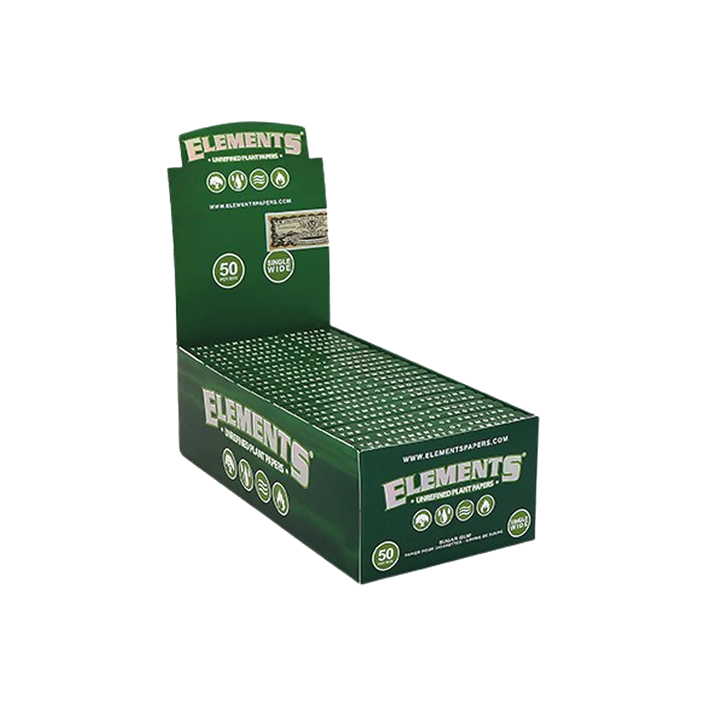 Elements Green Rolling Papers Single Wide 50pack