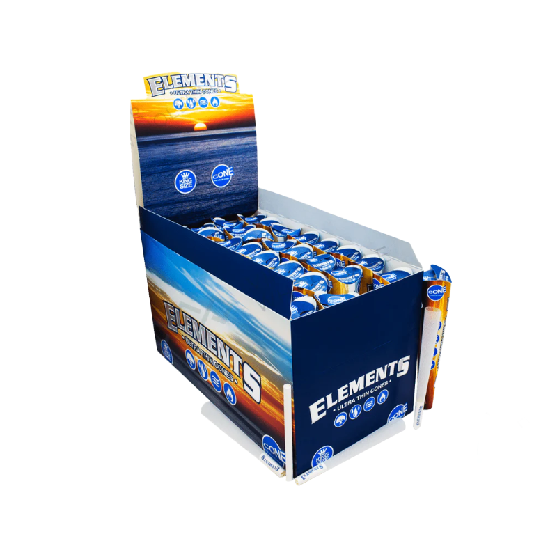 ELEMENTS Blue Pre-Rolled Cones - King Size - 3 Pack - 32 Per Box