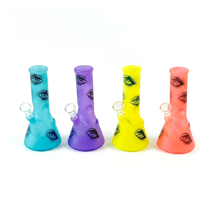 21cm Frost Colour Glass Bong with Eye Print (SM-2624)