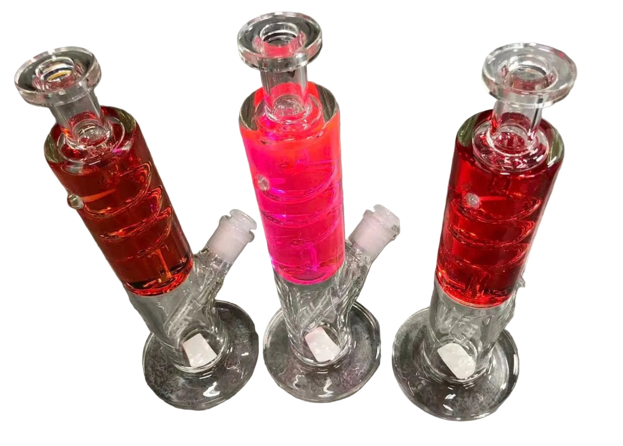 Glacial Twist Pink Coil Perc Glycerin 33mm Glass Bong