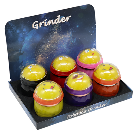 SINGLE Smiley Face Herb Grinder Assorted Colours x 1