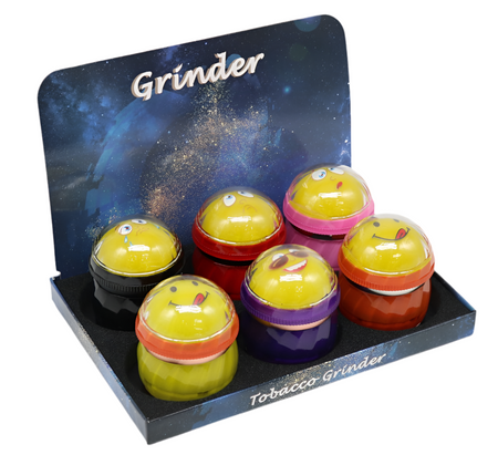 SINGLE Smiley Face Herb Grinder Assorted Colours x 1
