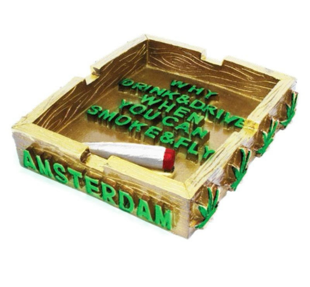 AMSTERDAM Resin Square Gold Ashtray x 1