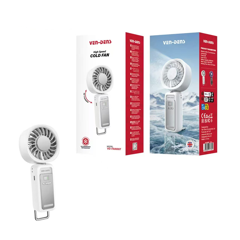 Ven-Dens High Speed Cold Fan Rechargeable Portable Handheld Fan with Digital Display | Model VD-FAN007