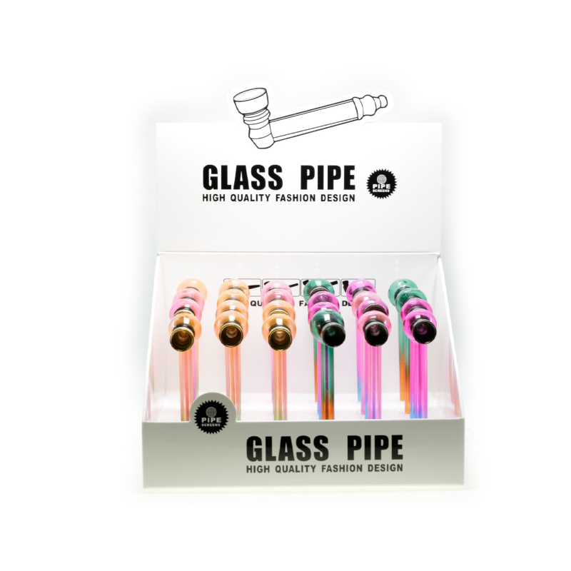 Glass Pipe Colourful Bowl Shiny  Pipe 4inch FE-4600 24 pack