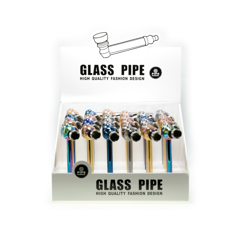 Glass Pipe Bowl Metallic Shiny Pipe 4inch FE-6208 24 pack