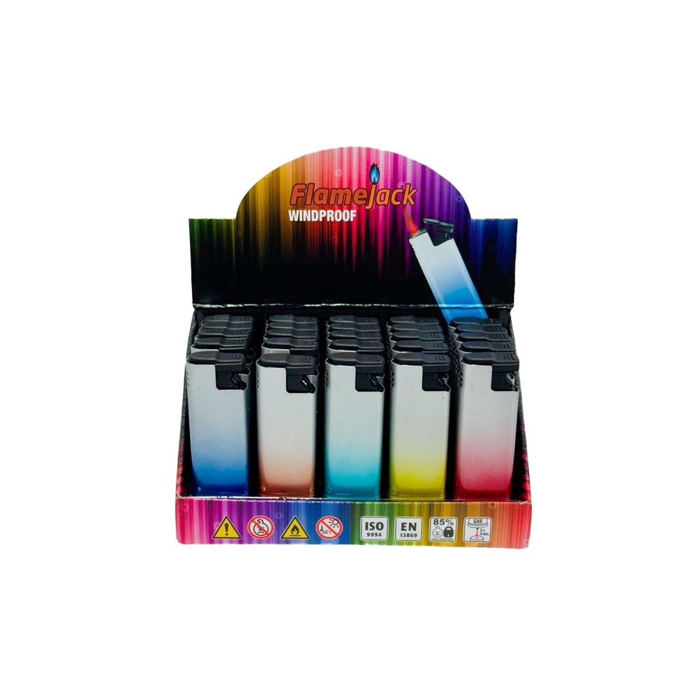 Flamejack Metal Windproof Case Blue Flame Lighter Rainbow 4 25pck