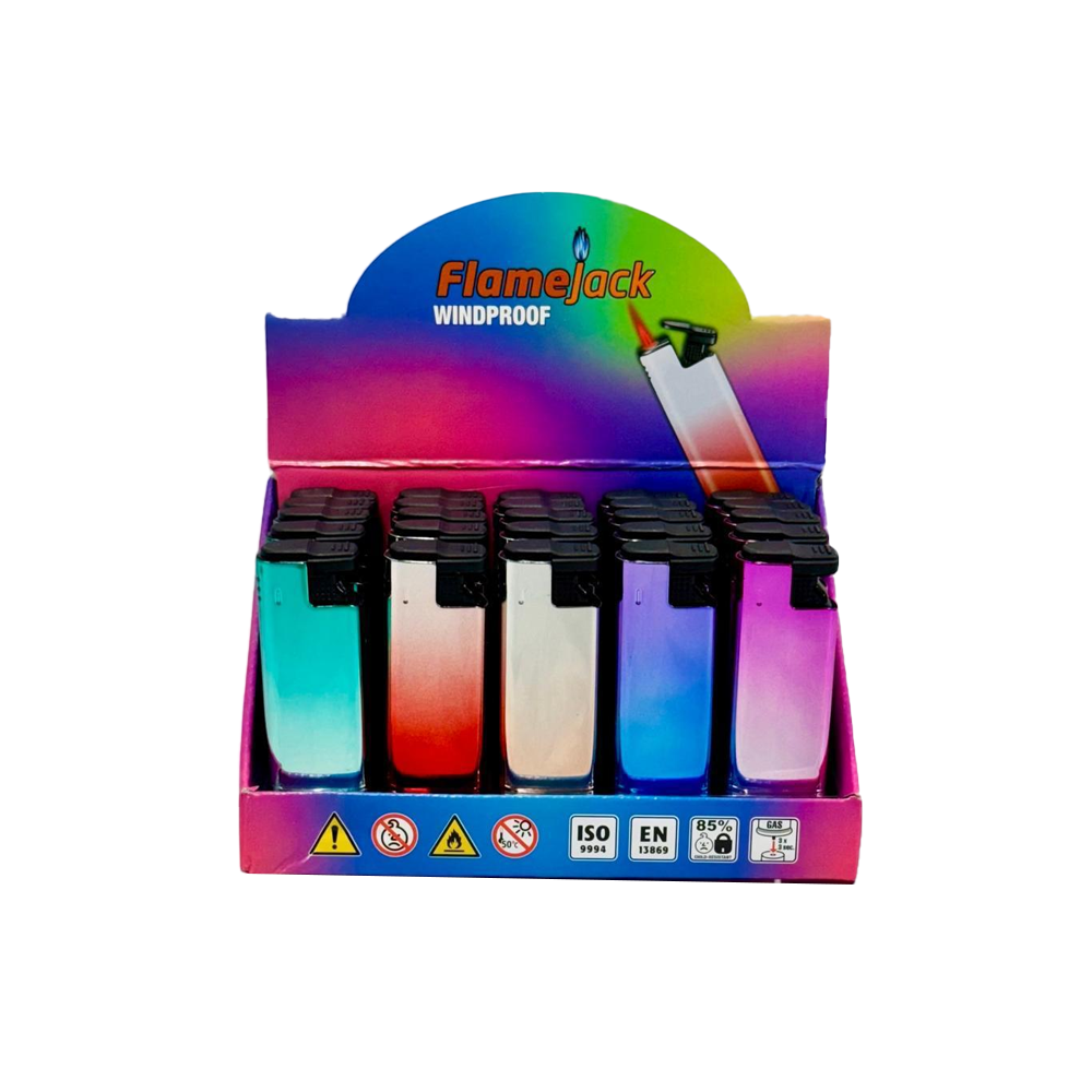 Flamejack Metal Windproof Case Blue Flame Lighter Rainbow Case 2 25pck