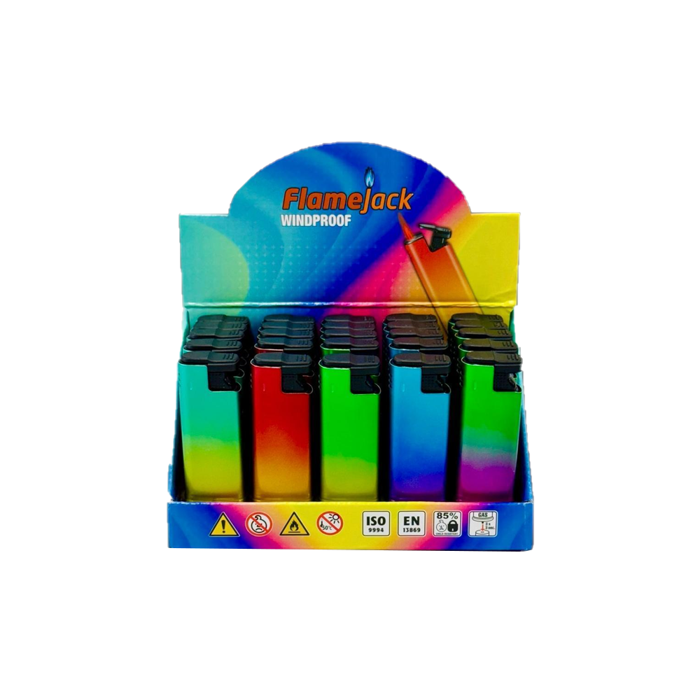 Flamejack Metal Windproof Case Blue Flame Lighter Rainbow Case 3 25pck