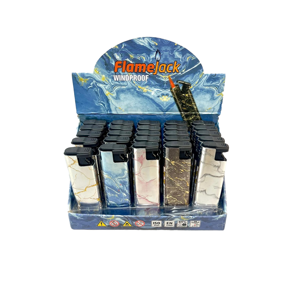 Flamejack Metal Windproof Case Blue Flame Lighter Abstract  25pck