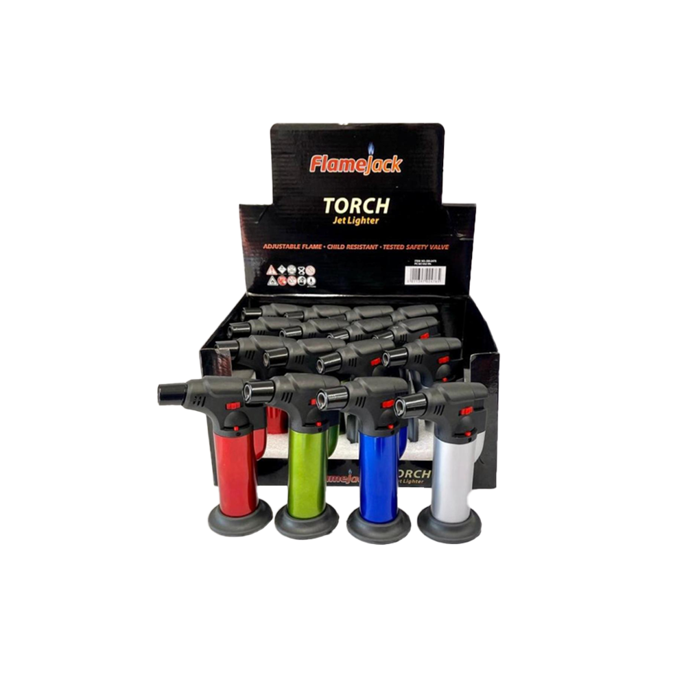 Flamejack Metallic Big Torch Jet Lighter x 12 Blow Torch