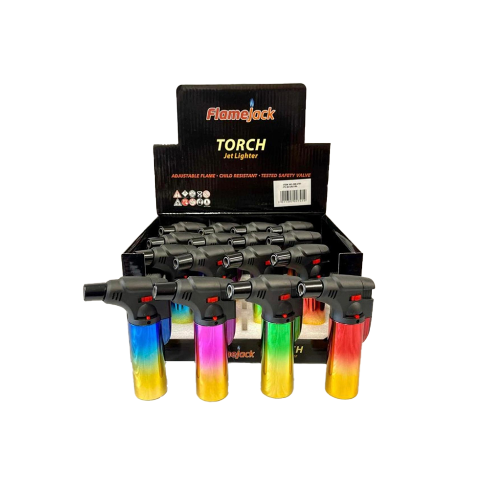 Flamejack Rainbow Big Torch Jet Lighter x 12 Blow Torch