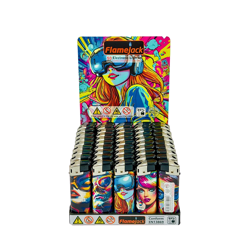 Flamejack Electronic Refillable Lighter Fashion Girl Design 50pcs SM-0798