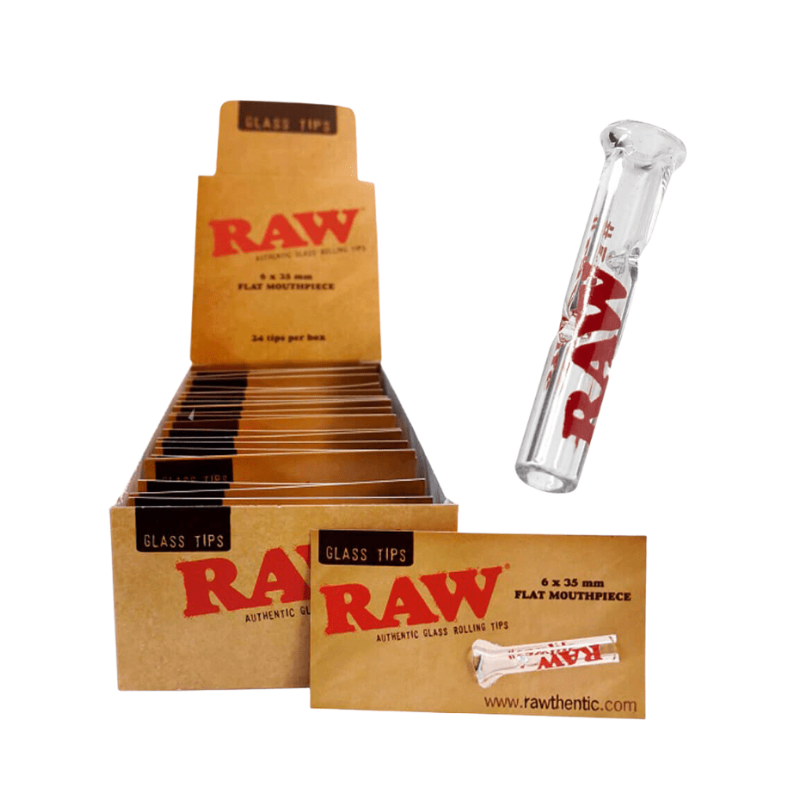 RAW GLASS TIPS FLAT MOUTHPIECE 6x34mm BOX/24