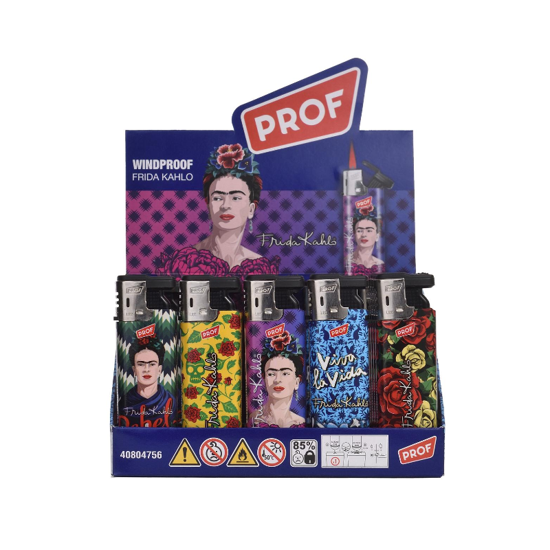PROF Lighter Windproof Turbo "Frida Kahlo" 5 assorted designs, 50-piece display