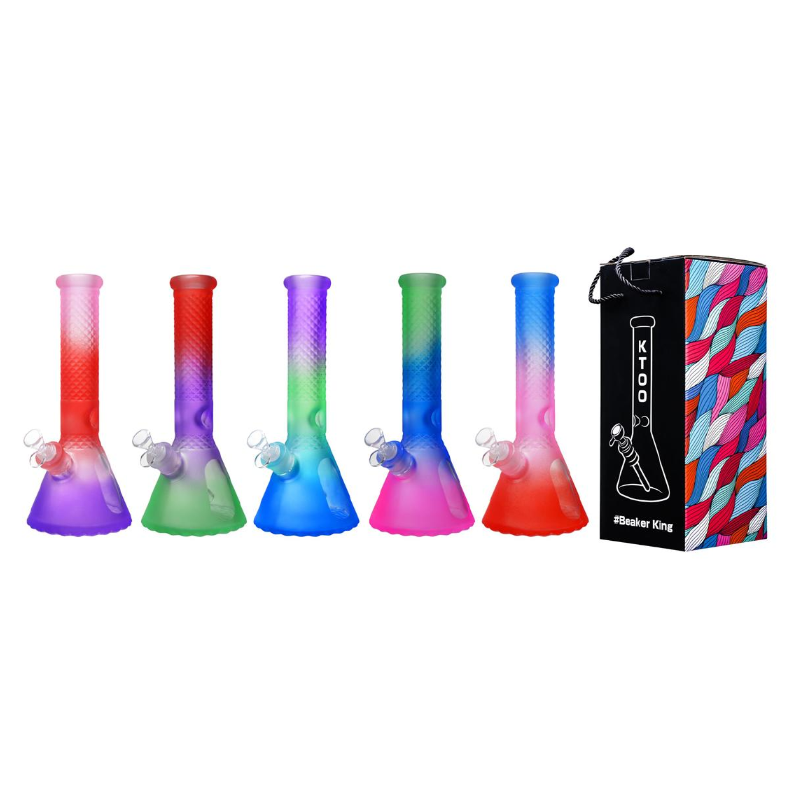 Glass Beaker Bong Frosted Ombré Series Diamond-Cut Assorted Colors SS-5199