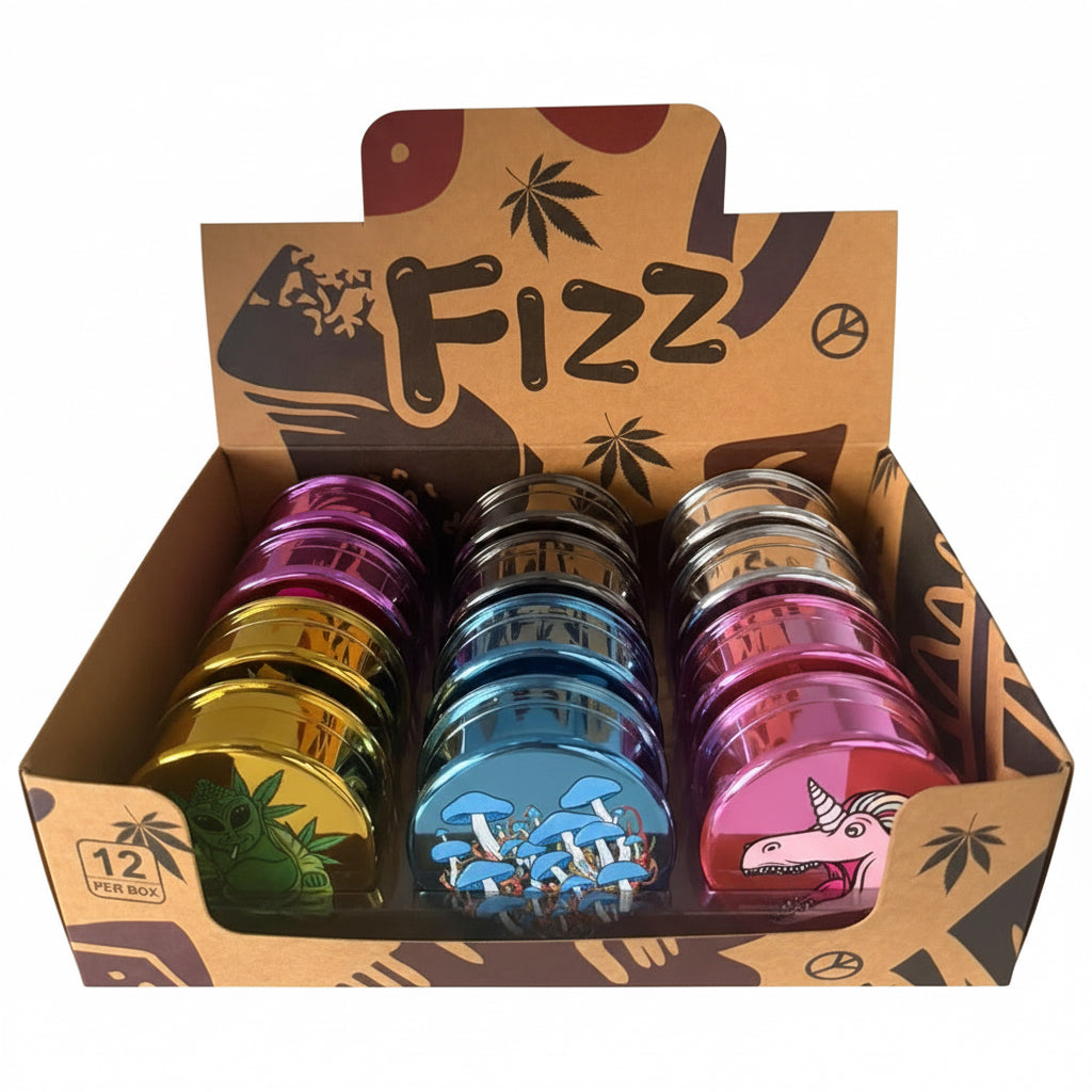 Metallic Mixed Colour/Design Plastic Shiny Grinder 12 piece