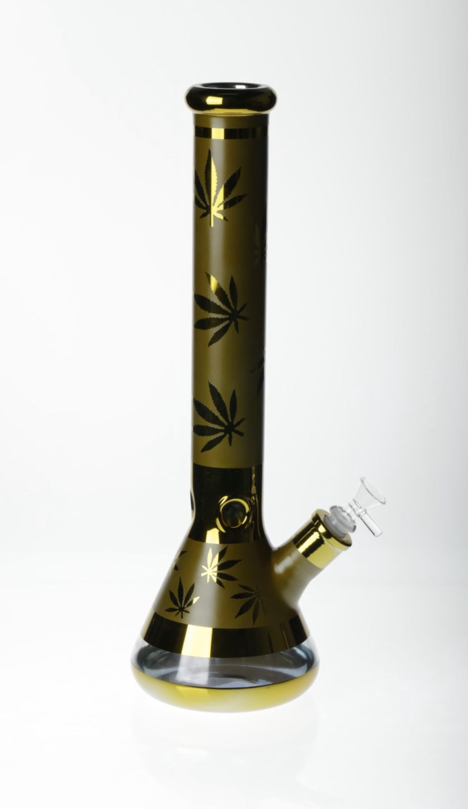 High Quality Glass Bong Weed Print Metallic Leaf – Assorted Colour – 42cm Large