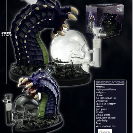 Death Sandworm PVC Glass Water Pipe With LED Lights Bong 9.8 Inches