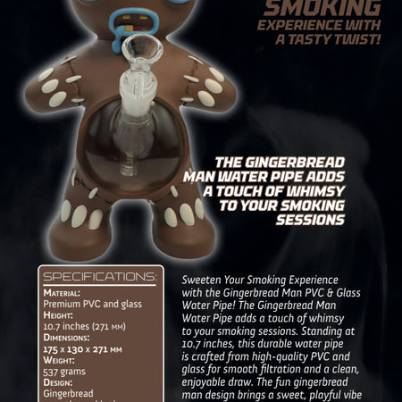 Exclusive Gingerbread Man PVC/Glass Water Pipe Bong 10.7 Inches