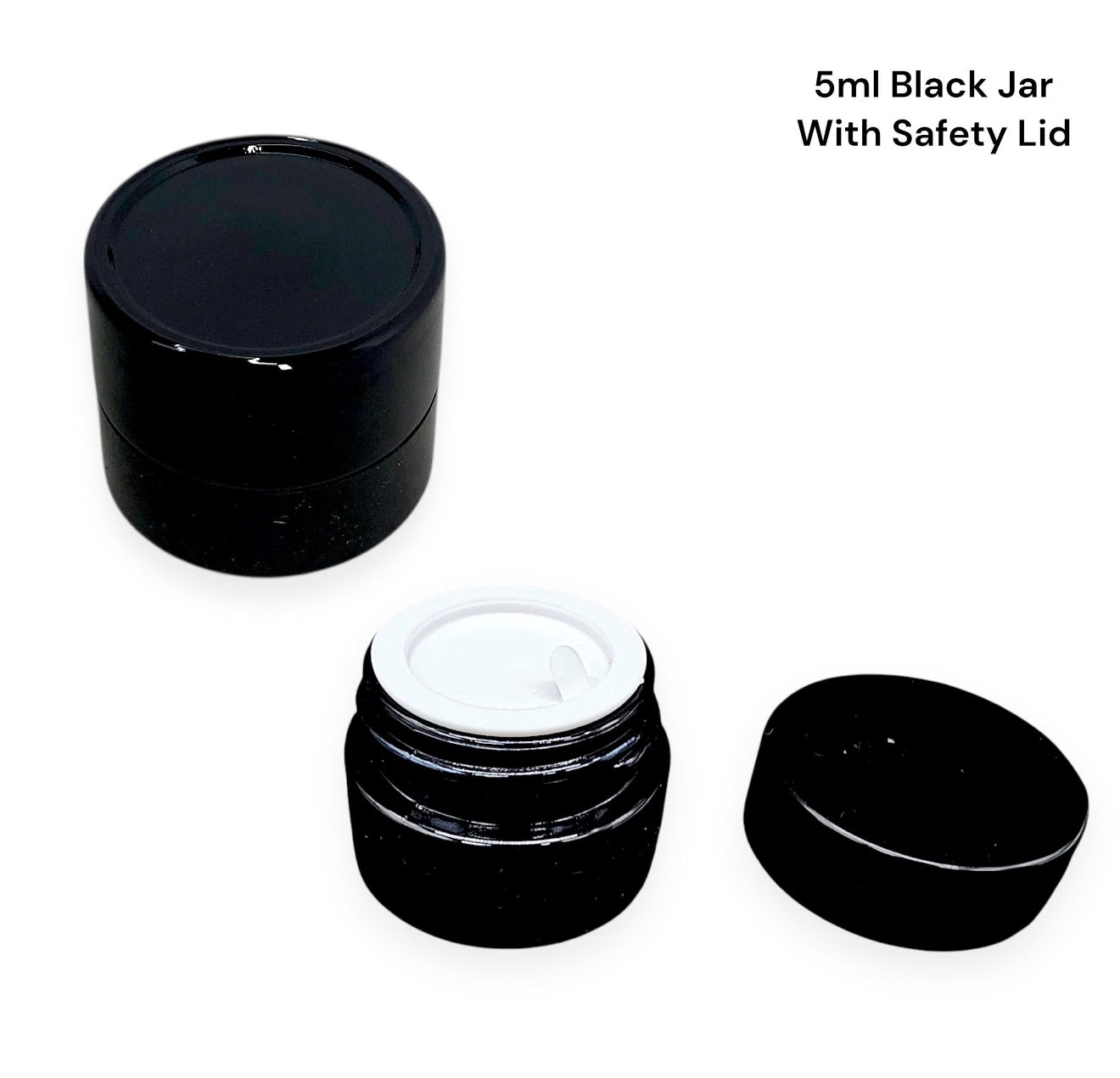 5ml Black Jar with Child-Resistant Safety Lid Accessory x 1