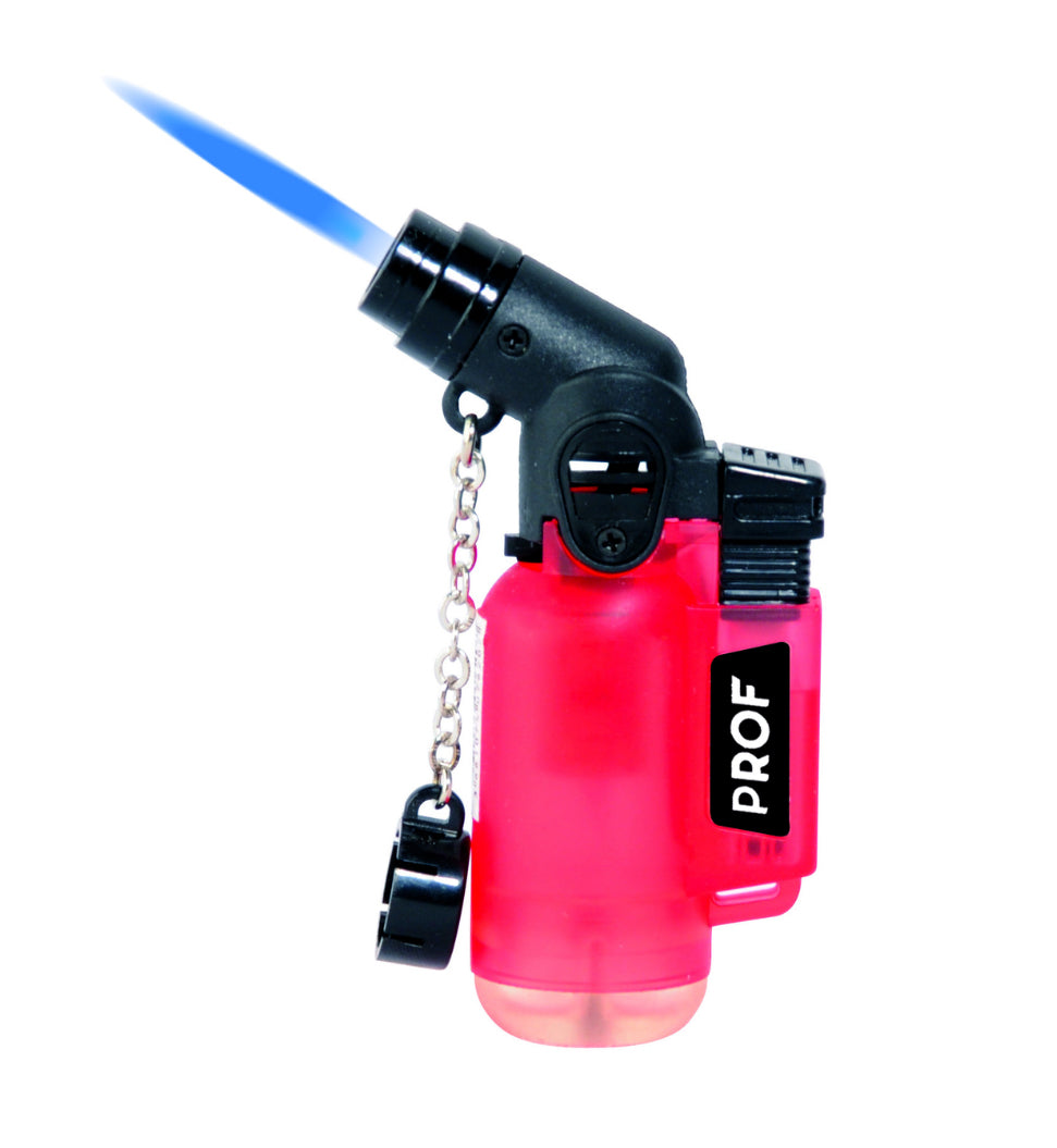 Prof Angled Windproof Jet Lighter with Chain Blue Flame x 20