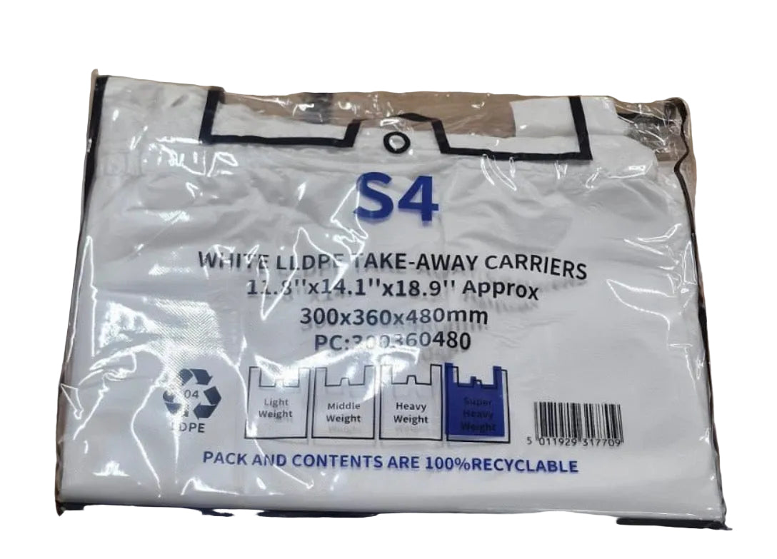 Large White S2 Carrier Bags Blue Approx 1000 11 x 17 x 21 inches