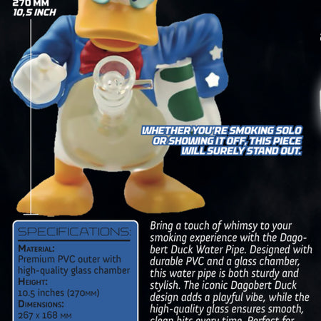 Dagobert Duck Pvc Water Pipe Bong 10.5 inches