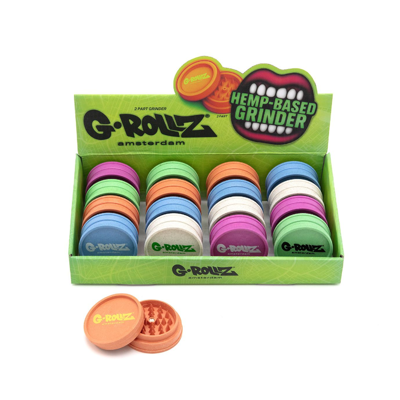 G-Rollz | Hemp 2-Part Grinder - Ø60mm Mix color (16pcs/display)