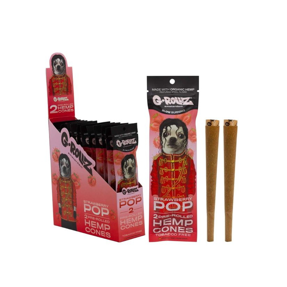 G-Rollz Pre-Rolled Hemp Cones Strawberry POP 2 Pack x 12