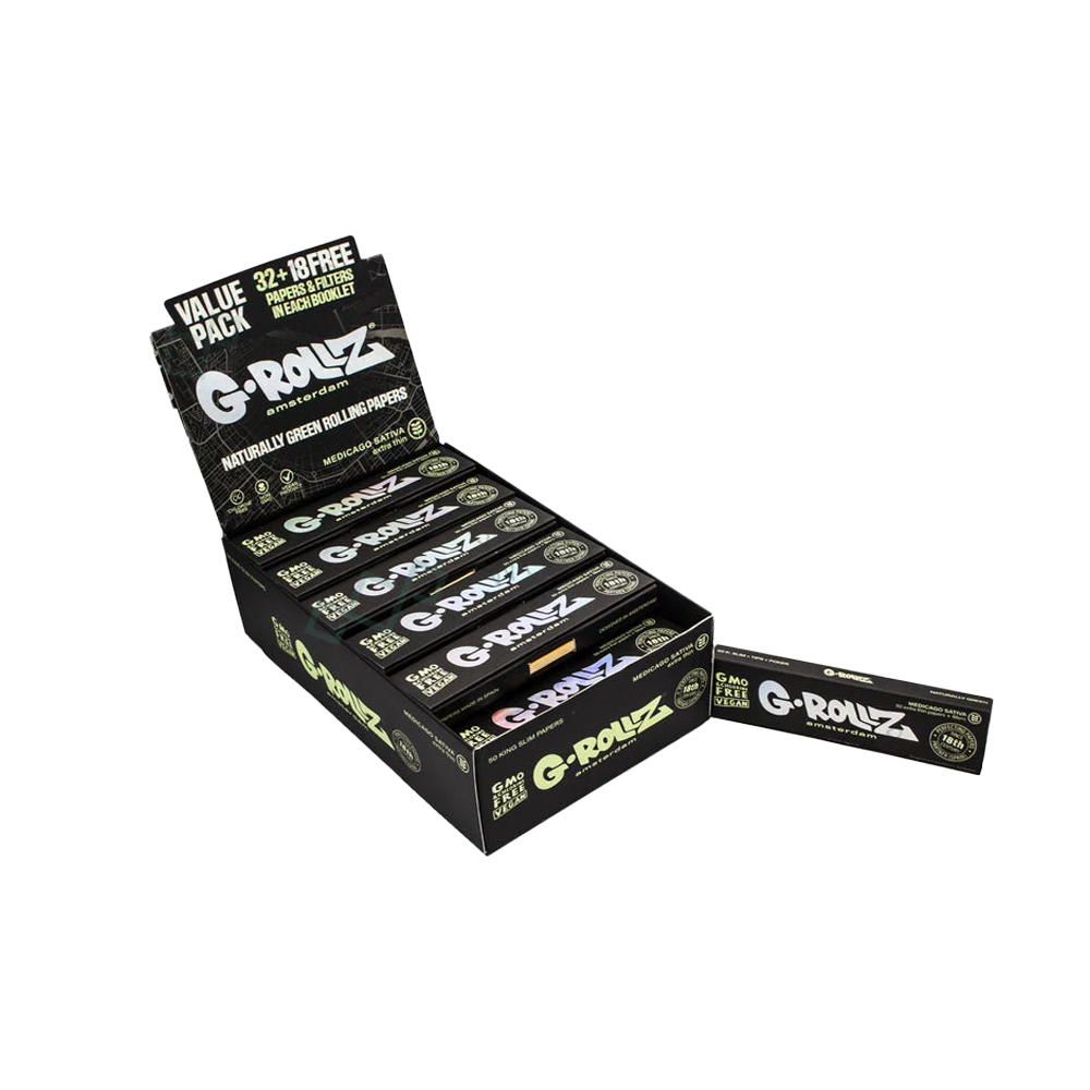 G-ROLLZ Medicago Sativa Value Pack + 18 Extra Tips and Wooden Poker - 24 Booklets Per Box