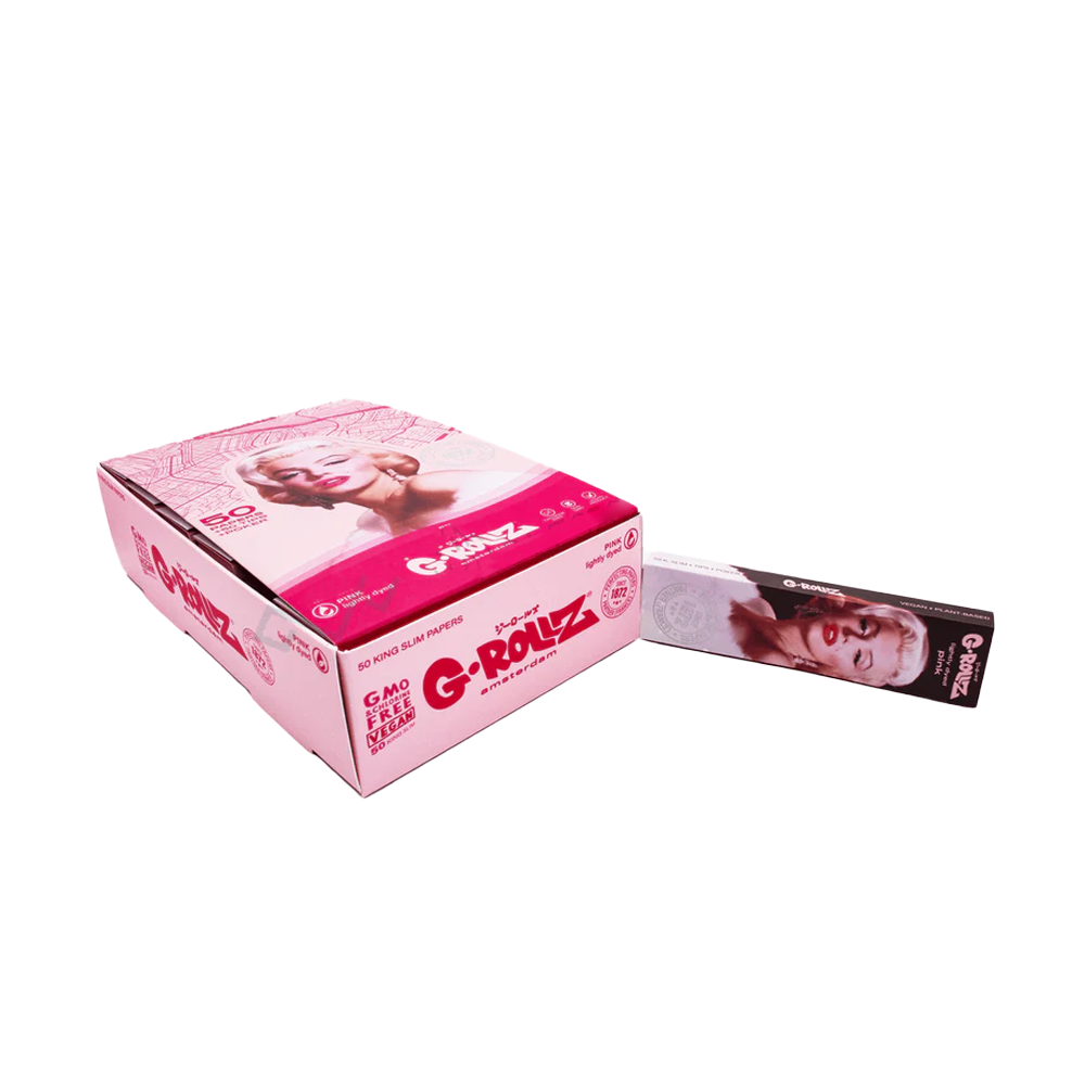 G-ROLLZ Fabulous Face King Size Slim Pink Papers + Tips