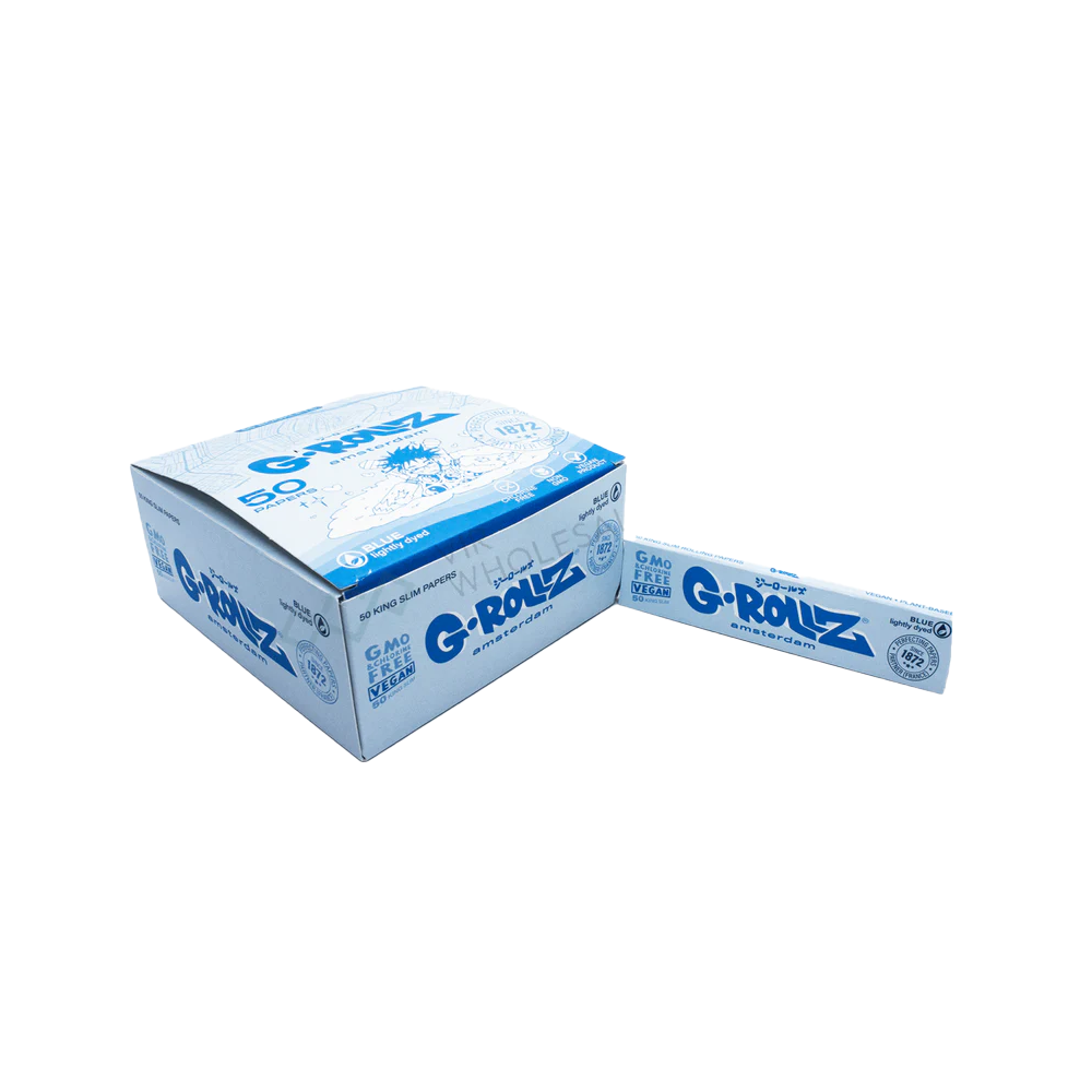 G-ROLLZ LIGHTLY DYED BLUE - 50 King Size Slim Rolling Paper 50 Booklets