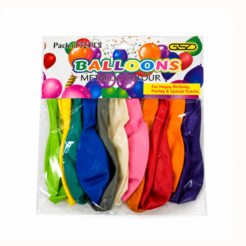 GSD High Quality Helium 12 Balloons Metallic Assorted x 12 Pack