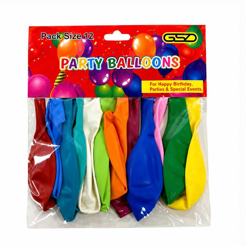 GSD High Quality Helium 12 Balloons Plain Party x 12 Pack