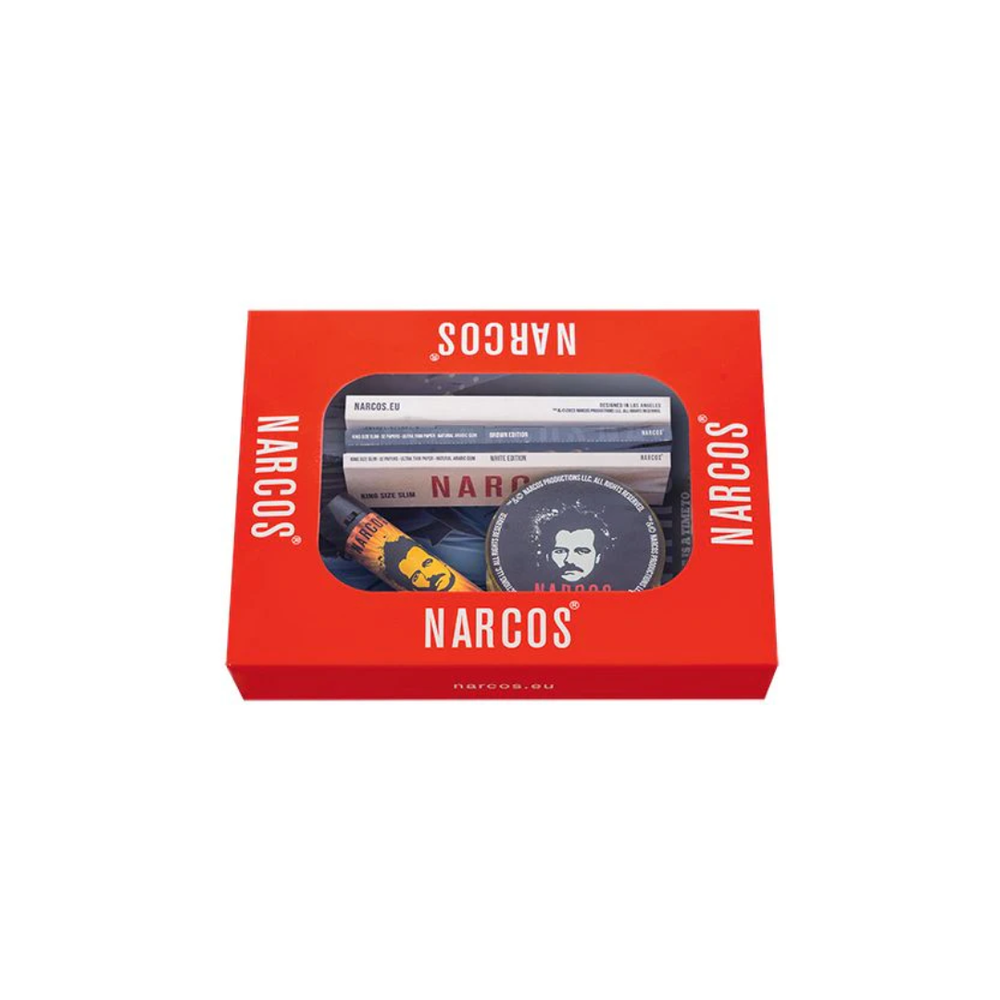 NARCOS ROLLING TRAY BLACK EDITION Gift Set Small 14cm x 18cm Lighter / Grinder/ Kingsize Paper