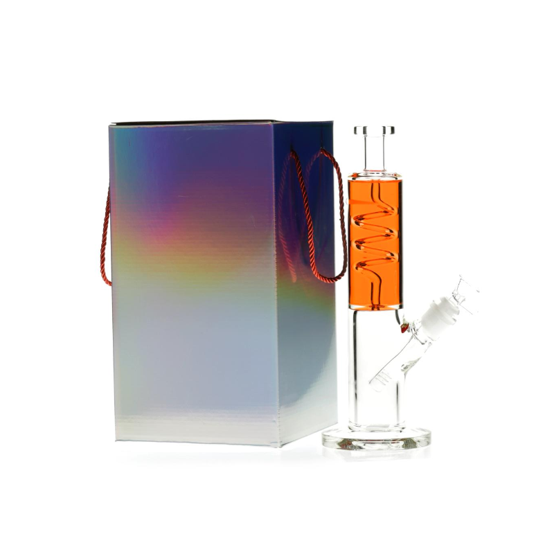 Glacial Twist Orange Coil Perc Glycerin 33mm Glass Bong