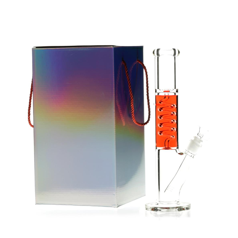 Glacial Twist Red Coil Perc Glycerin 33mm Glass Bong