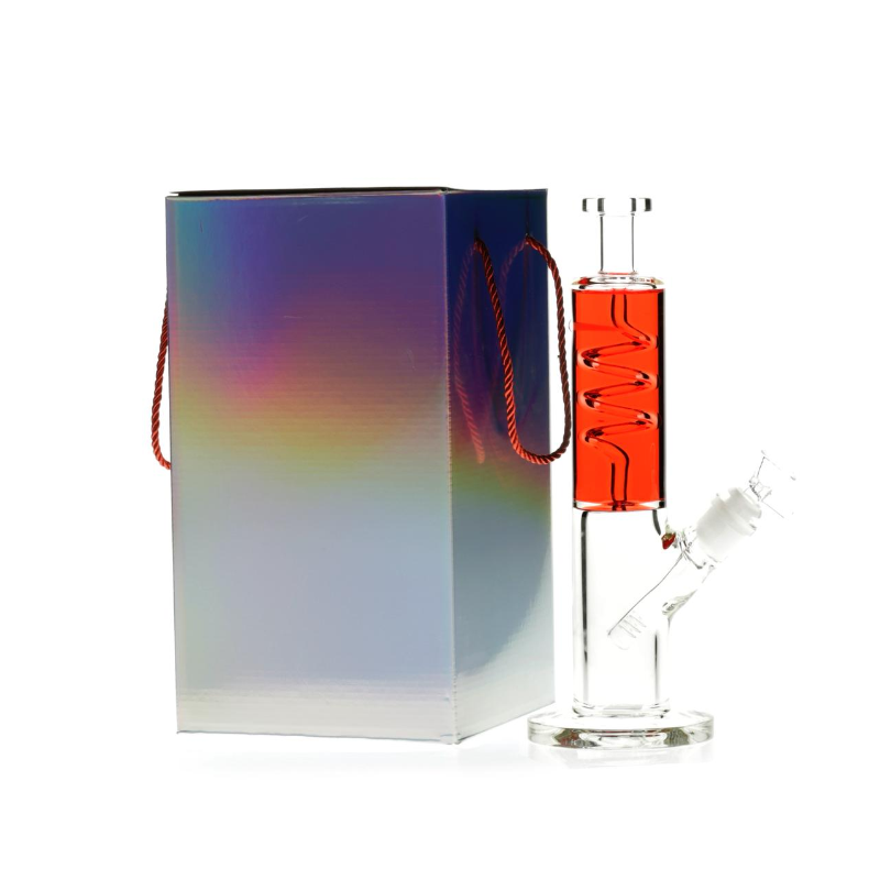 Glacial Twist Red Coil Perc Glycerin 33mm Glass Bong